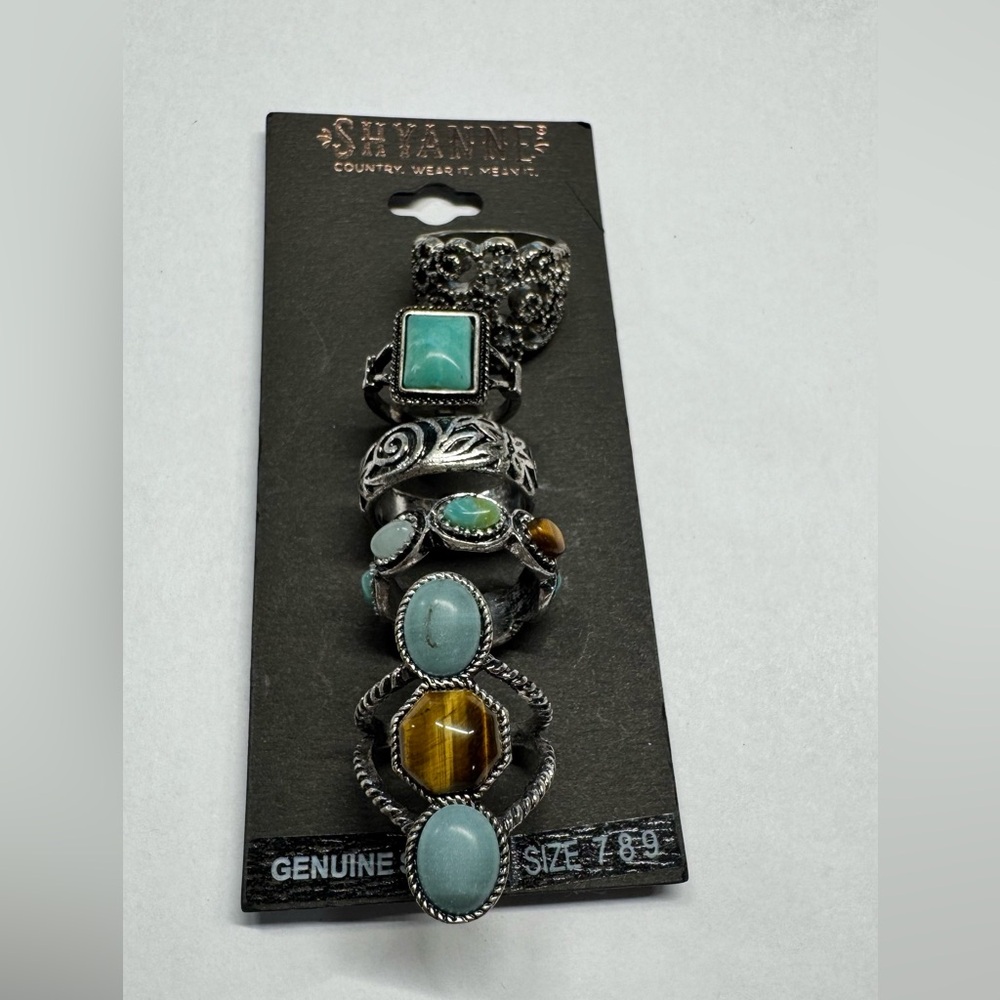 Shyanne Silver and Blue Ring Set